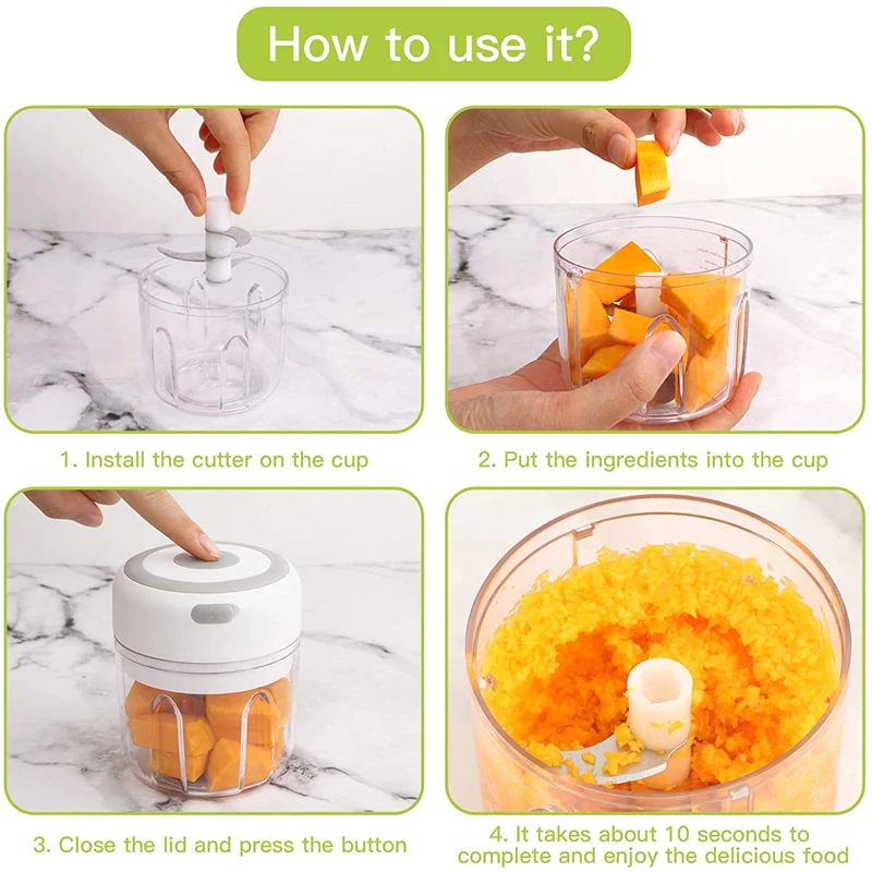100/250ML Powerful Mini Electric Garlic/Vegetable Chopper Blender - Image 3