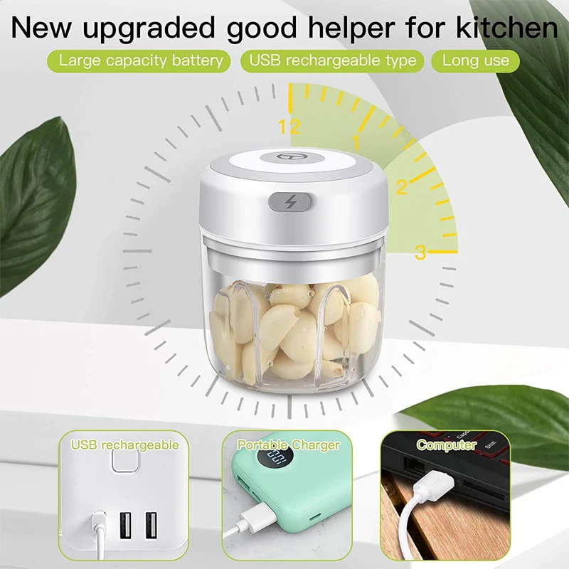 100/250ML Powerful Mini Electric Garlic/Vegetable Chopper Blender - Image 5