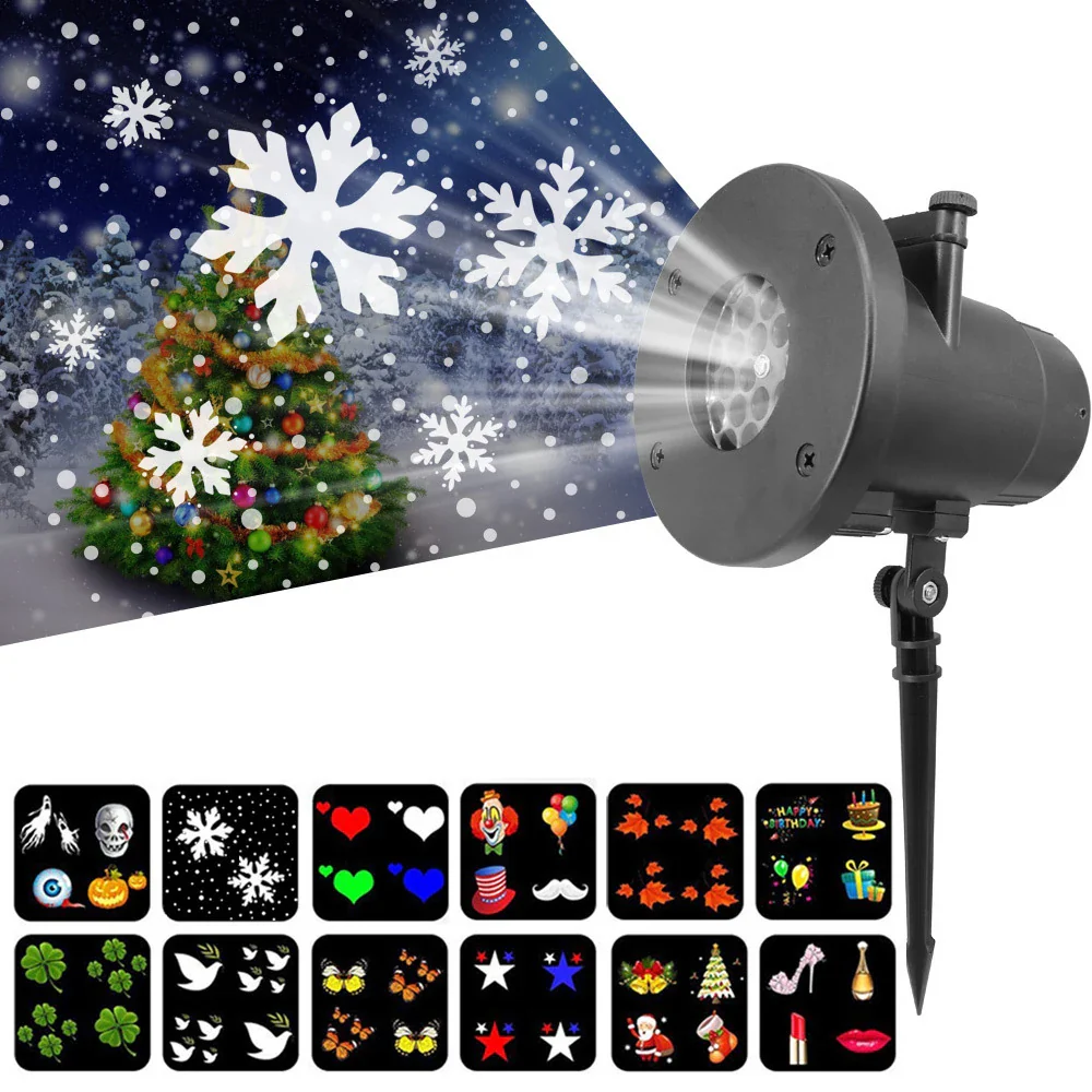 12-Pattern Christmas Snowflake & Seasonal Laser Projector Light