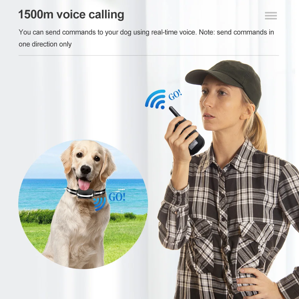 1500m Electric Dog Training Collar with Voice Walkie-Talkie - Image 2