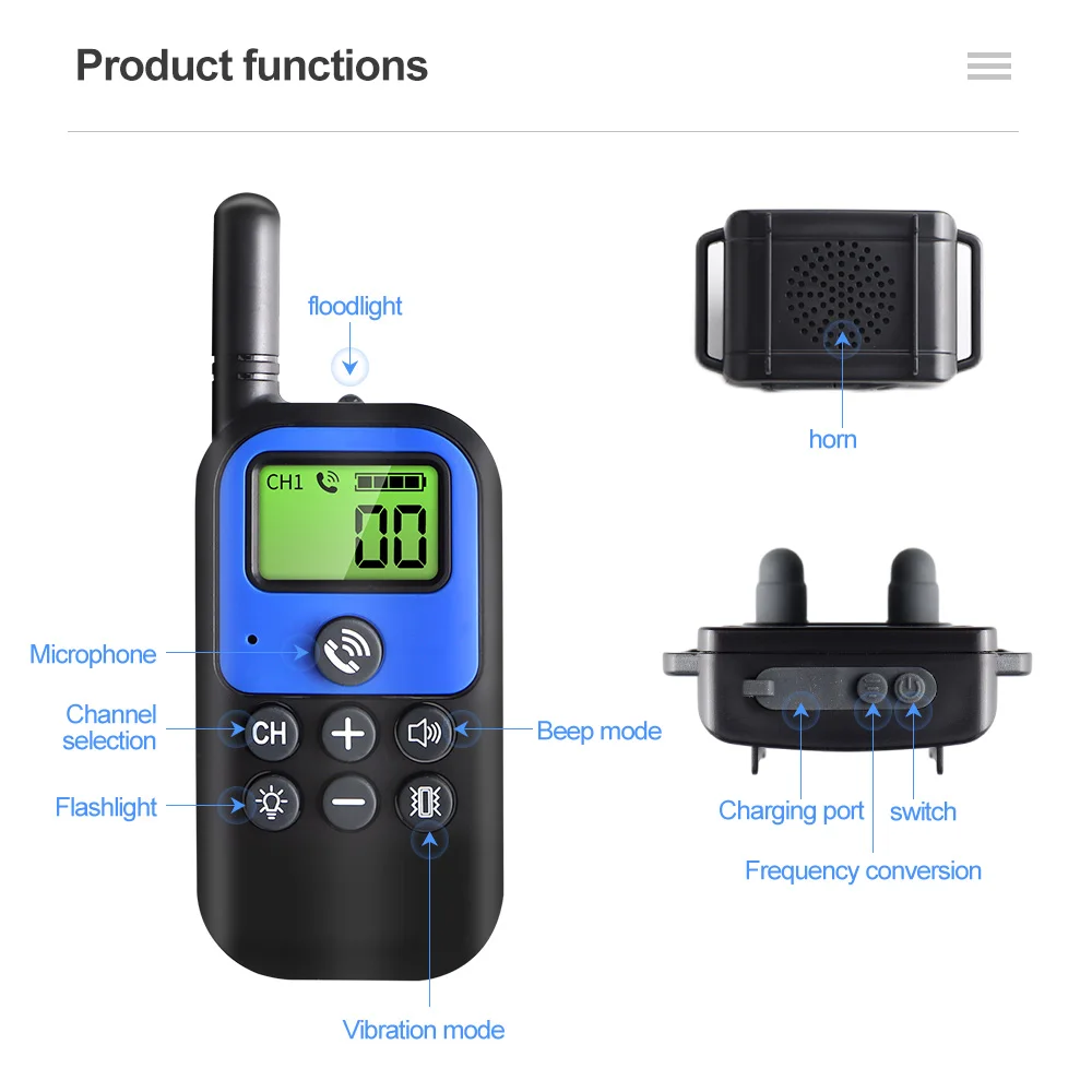 1500m Electric Dog Training Collar with Voice Walkie-Talkie - Image 4