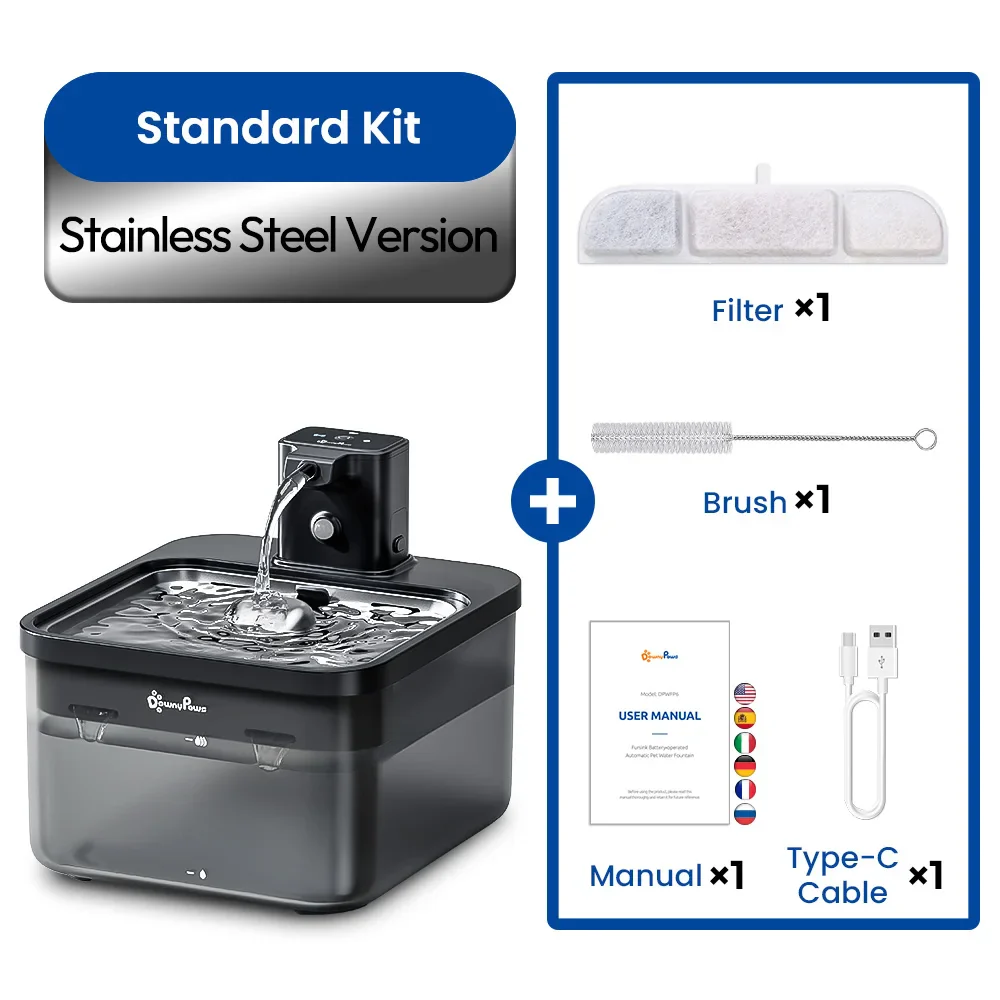 2.5L Automatic Stainless Steel Cat Water Fountain - Image 7