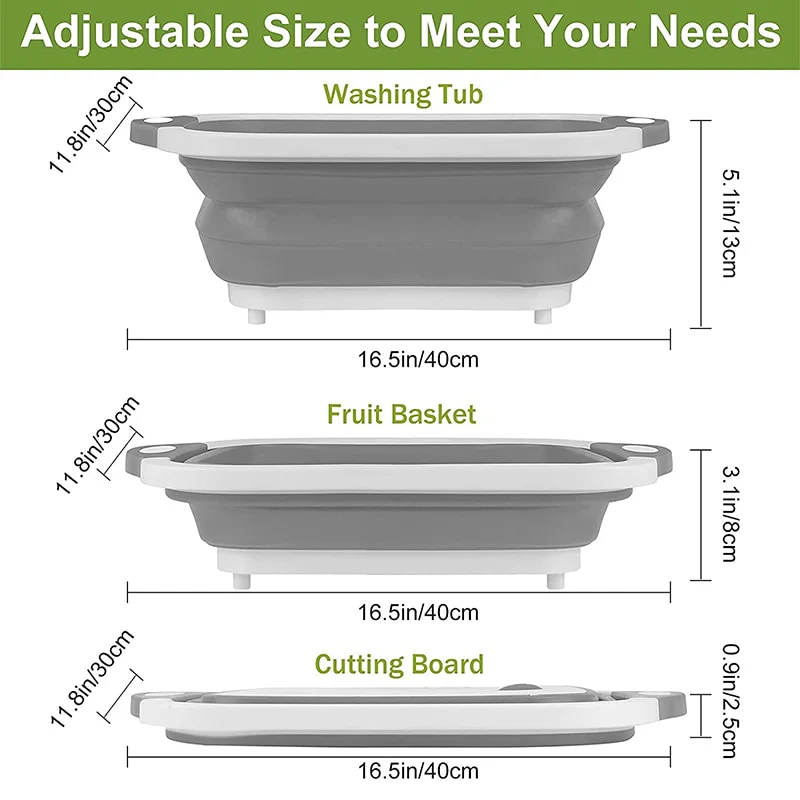 3 in 1 Collapsible Cutting Board/Dish Washing Bowl - Image 3