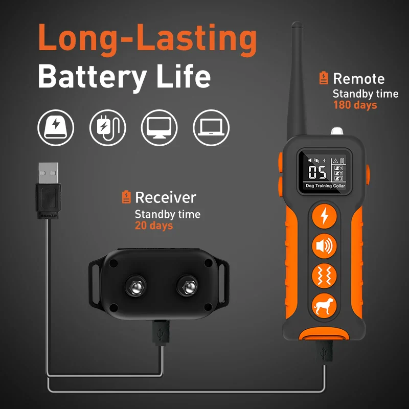 3300 ft Rechargeable & Waterproof Dog Shock Collar with Remote (1 Remote - 2 Collars for 2 Dogs) - Image 6