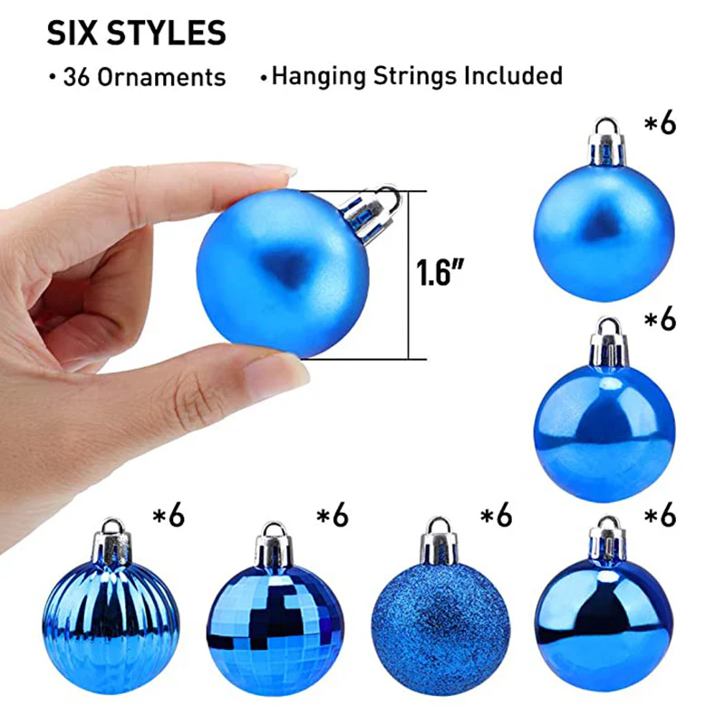 36 PCs Christmas Tree Decoration Colour Ball Set - Image 2