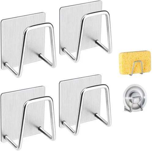 Stainless Steel Adhesive Sponge Holder (4-Pack) - Image 3