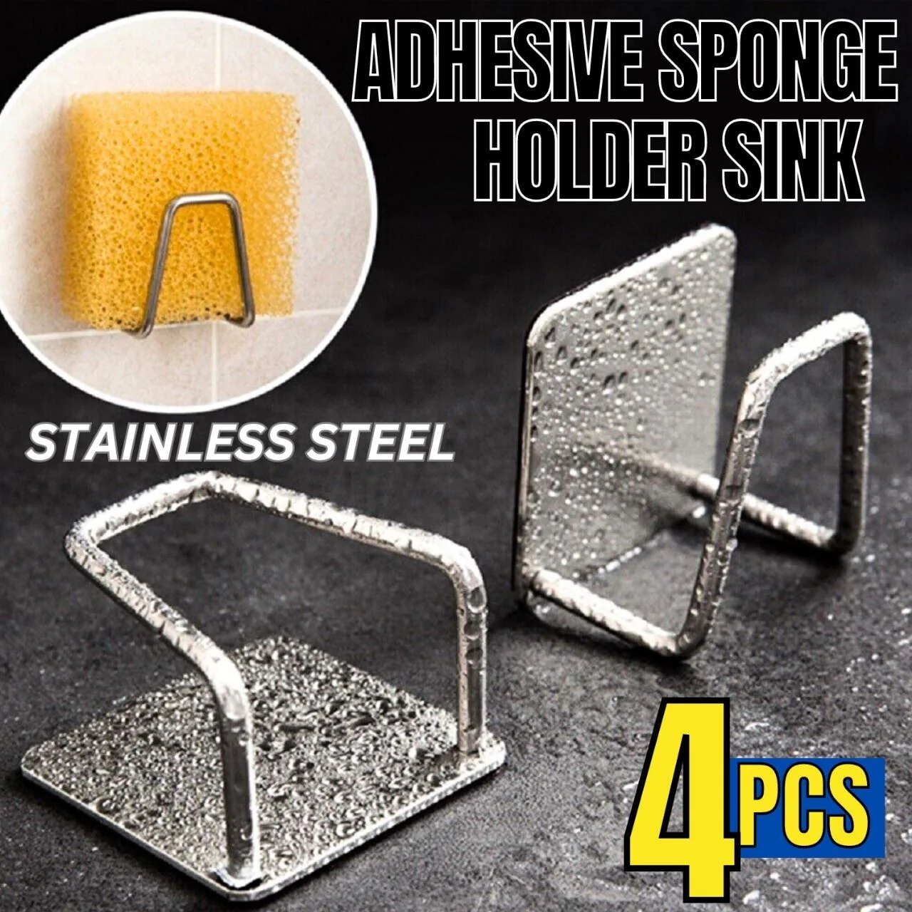 Stainless Steel Adhesive Sponge Holder (4-Pack) - Image 9