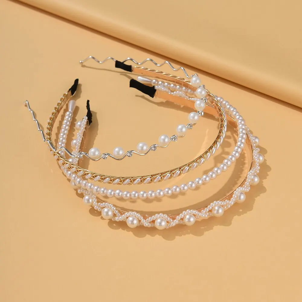 4PCs Set Pearl Hair Band - Image 3