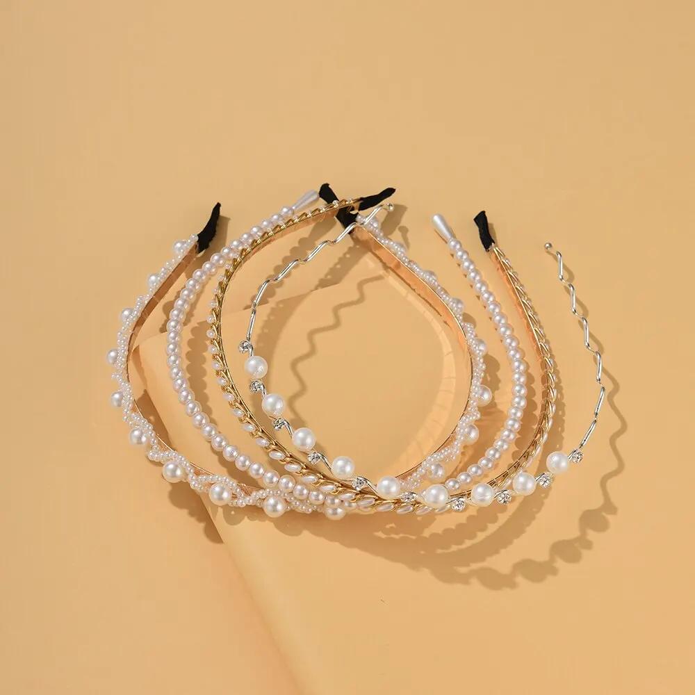 4PCs Set Pearl Hair Band - Image 4