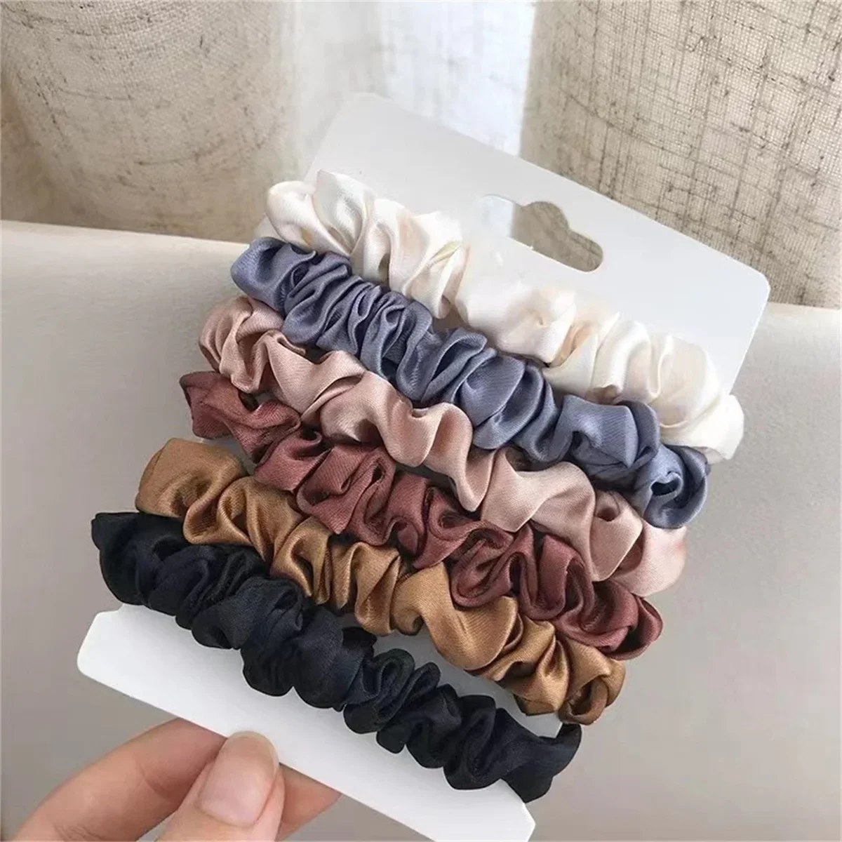 6 Pack Satin Hair Scrunchies - Image 5