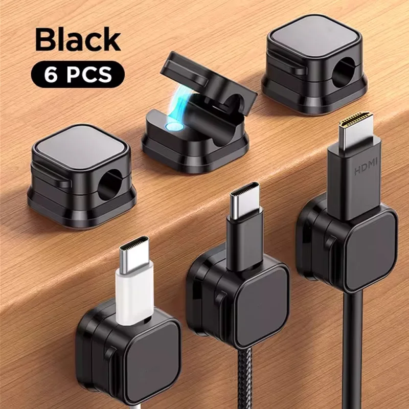 6Pcs Magnetic Cable Clips Set – Adjustable Cord Organiser & Under-Desk Cable Management Holder - Image 7