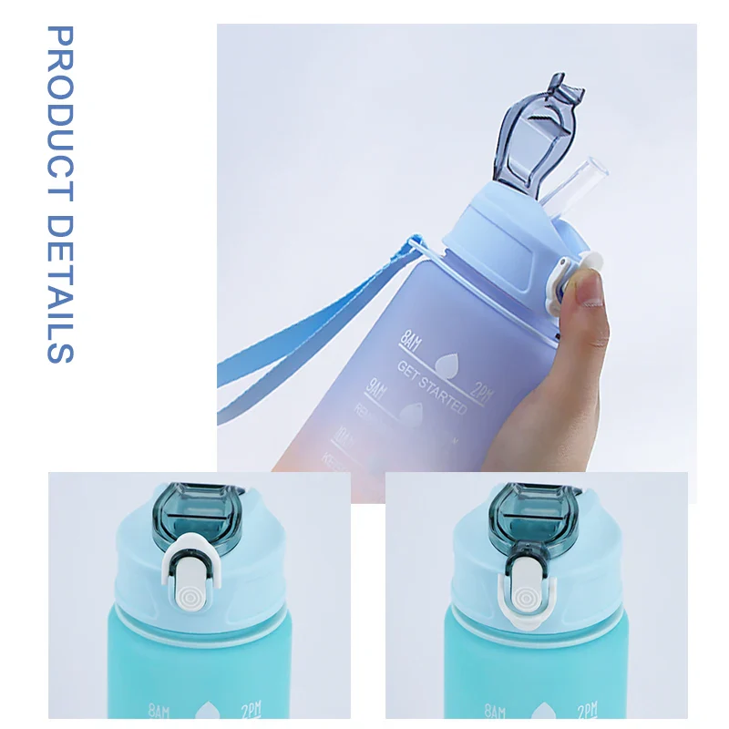 900ml Sports Water Bottle with Time Marker - Image 2