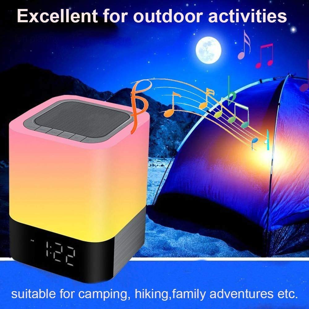 Portable Alarm Clock Bluetooth Speaker Touch Screen LED Light - Image 8