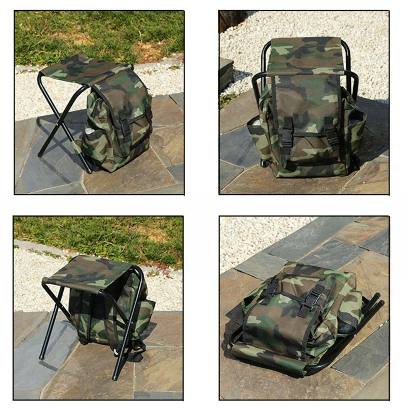 Portable Camping Cooling Backpack with Folding Chair Seat Stool - Image 5