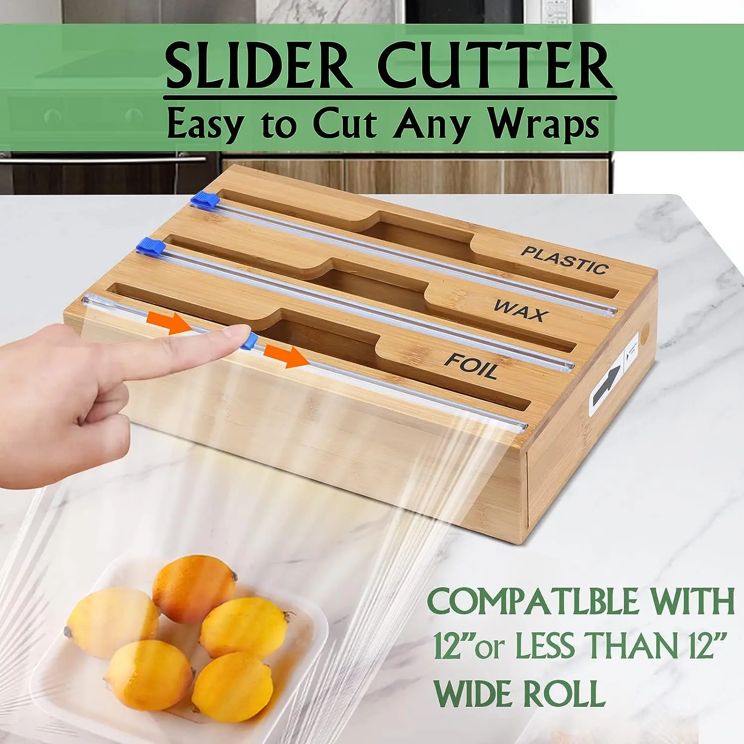 Bamboo 3-in-1 Plastic Wrap Dispenser - Image 2