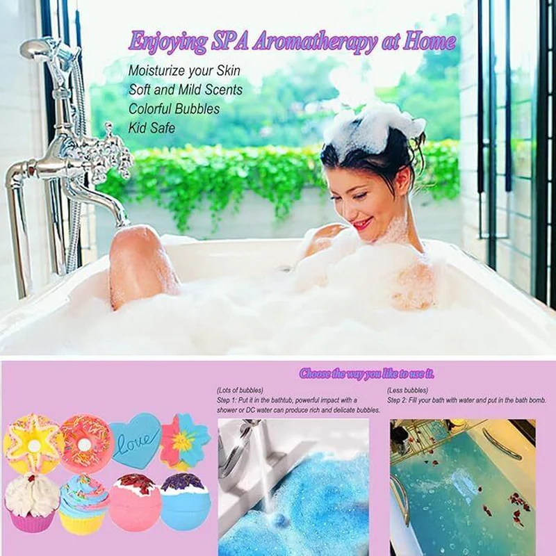 Bath Bombs,Aroma 8 Large Bath Bombs Gift Set For Women.Organic Natural - Image 6
