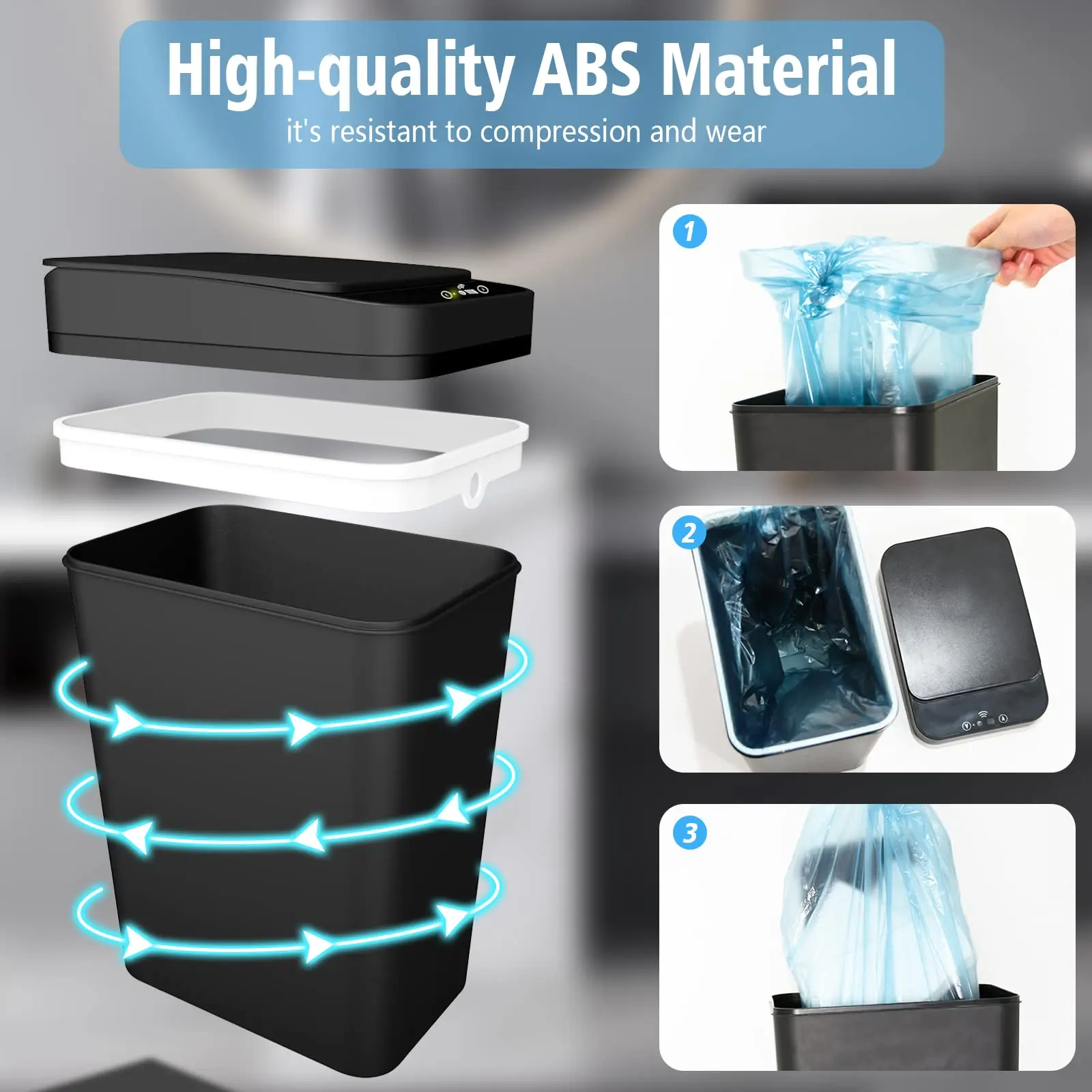 Bathroom Rubbish Bin with Lid - Image 3