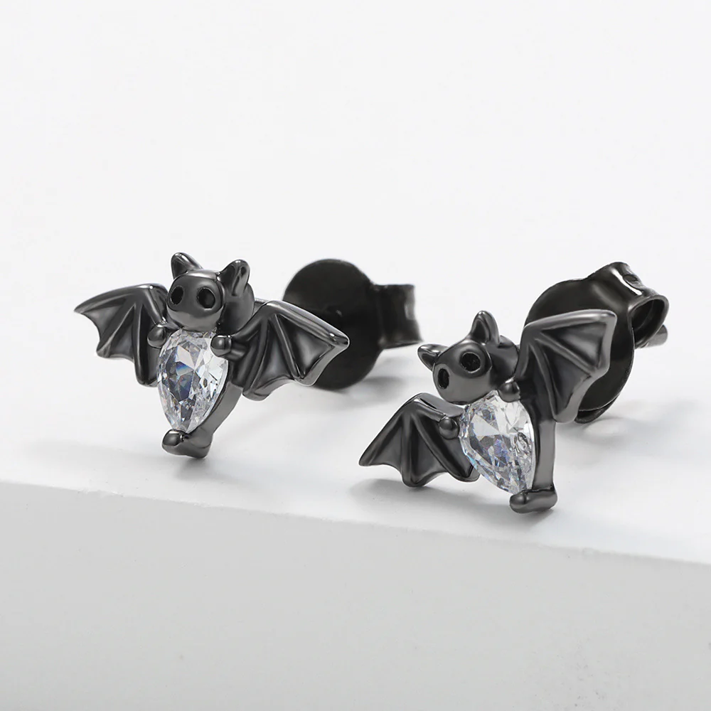 Black Vampire Gothic Bat Stud Earrings European And American Halloween Accessories - Image 4