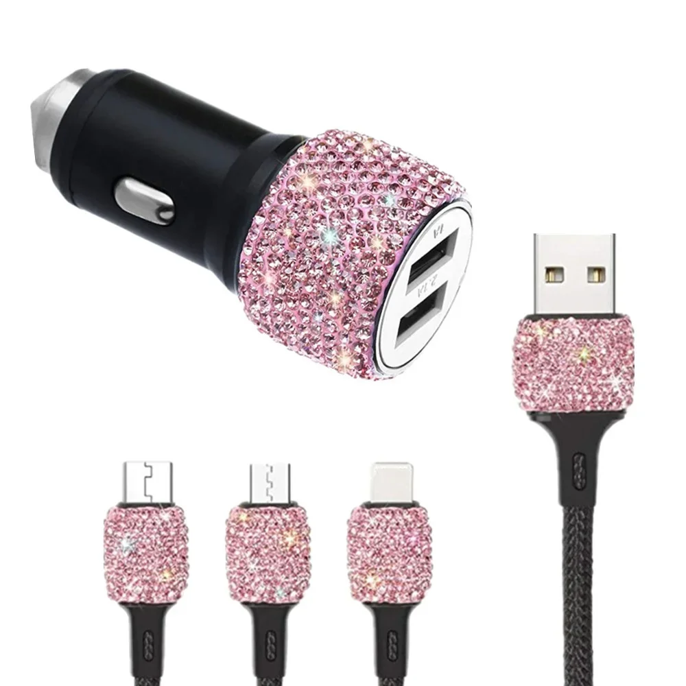 Bling USB Car Charger/All-in-One USB Cable 5V 2.1A - Image 5