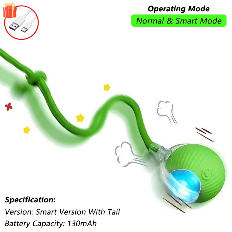 Cat Interactive Smart Ball Toy – Rechargeable Rolling Ball with Tail, Obstacle Avoidance & LED Modes - Image 18