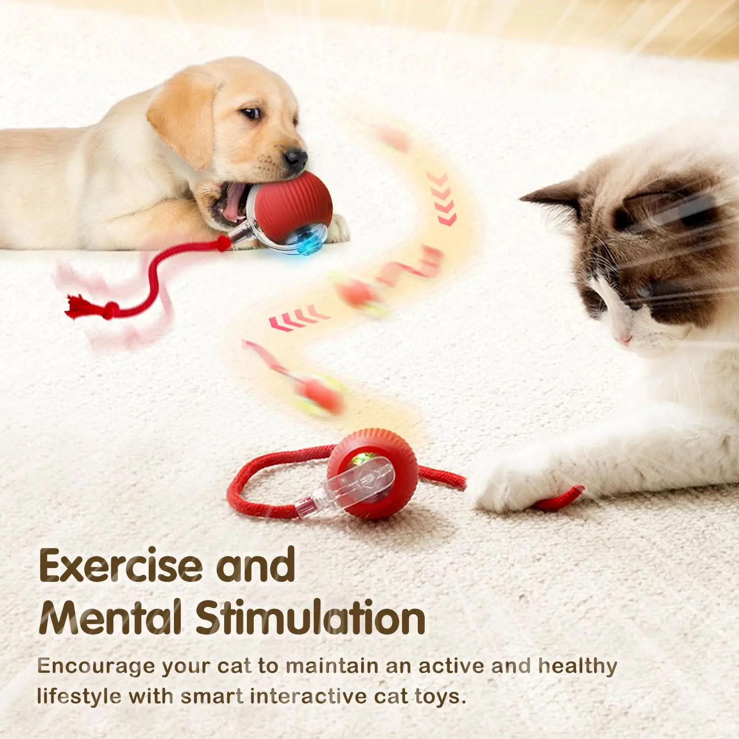Cat Interactive Smart Ball Toy – Rechargeable Rolling Ball with Tail, Obstacle Avoidance & LED Modes - Image 4