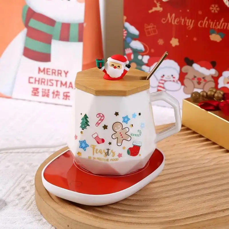 Christmas Ceramic Mug Gift Set – With Lid, Spoon & USB Heat Pad - Image 2
