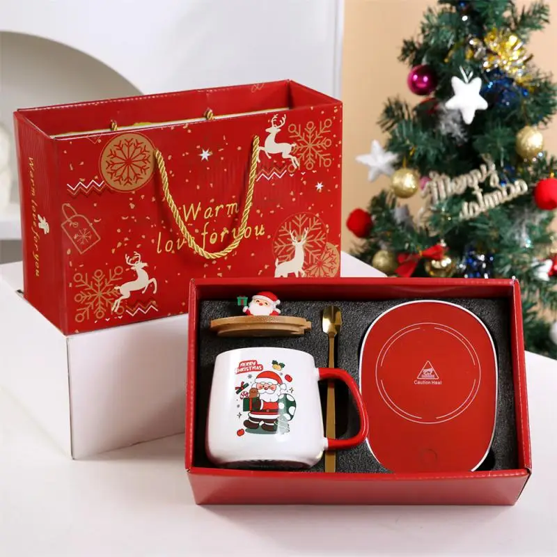 Christmas Ceramic Mug Gift Set – With Lid, Spoon & USB Heat Pad - Image 6