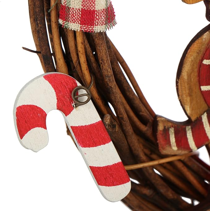 Christmas Decoration Welcome Santa Wreath Braided Door Hang - 25 cm - Image 4