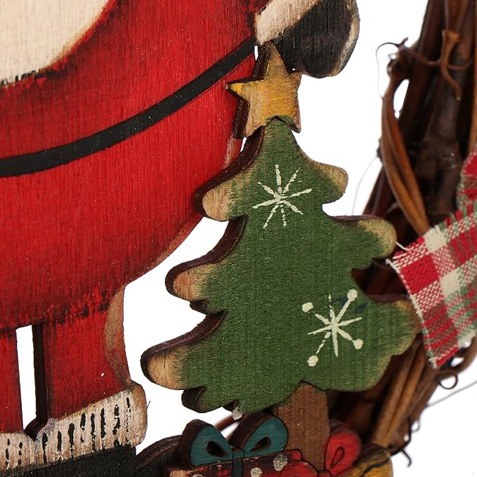 Christmas Decoration Welcome Santa Wreath Braided Door Hang - 25 cm - Image 5