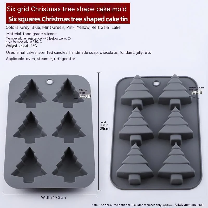 Christmas Silicone 6 Square Shaped DIY Baking Tray - Image 3