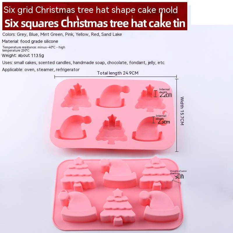 Christmas Silicone 6 Square Shaped DIY Baking Tray - Image 5
