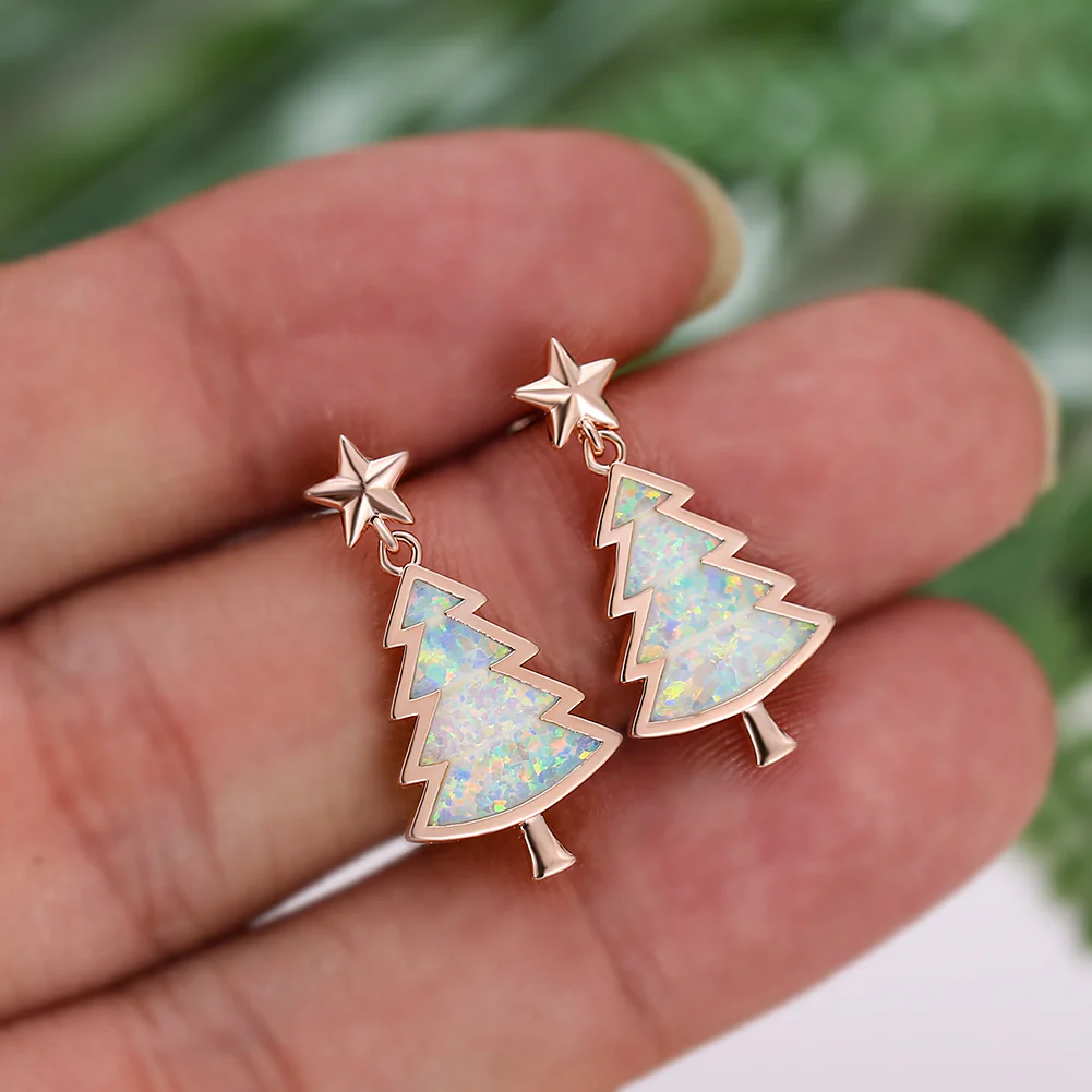 Christmas tree pentagram earrings - Image 3