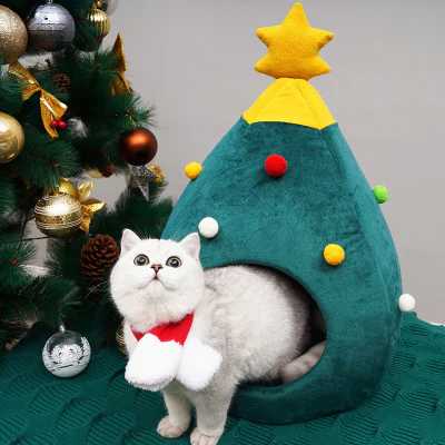 Christmas Tree Pet Bed Winter Warm Pet Nest Cat House Dog pet supplies - Image 3