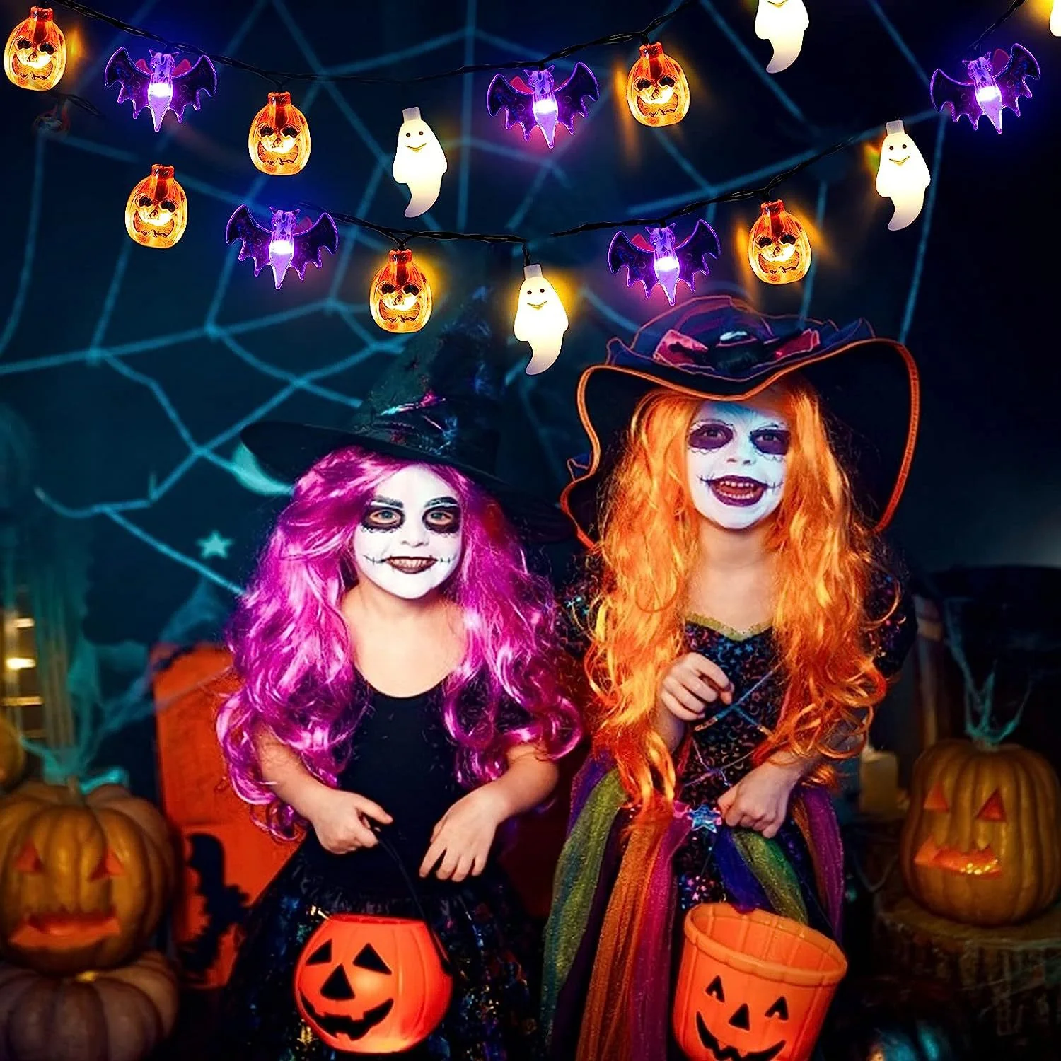 Colourful Lights String Halloween Decoration Spider Bat Ghost - Image 5