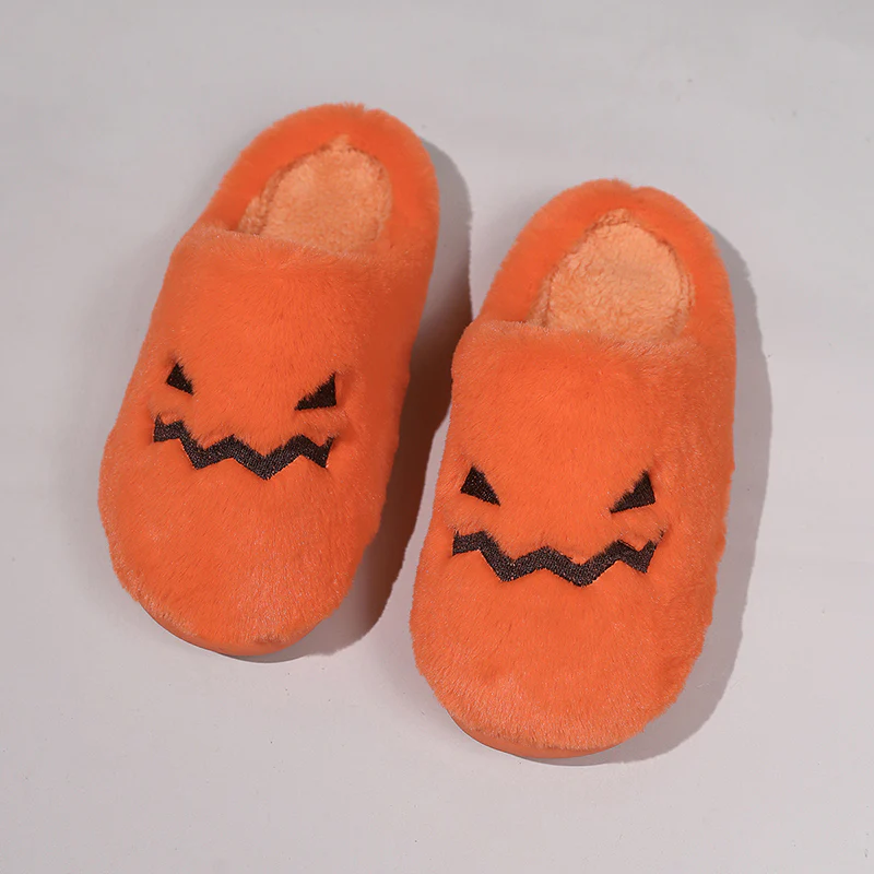 Cute Halloween Pumpkin Slippers Winter Warm Plush Bedroom Floor Home Slippers - Image 5