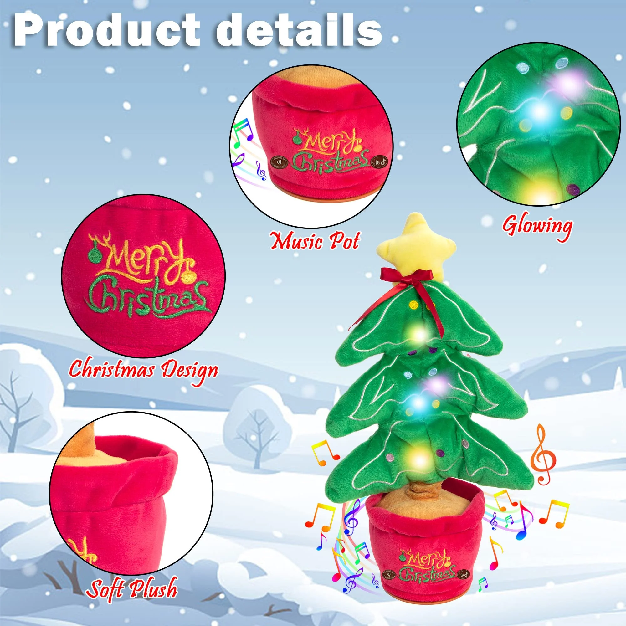Early Education Electronic Dancing Christmas Plush Toy (Dances, Records, Glows, Sings) - Image 4