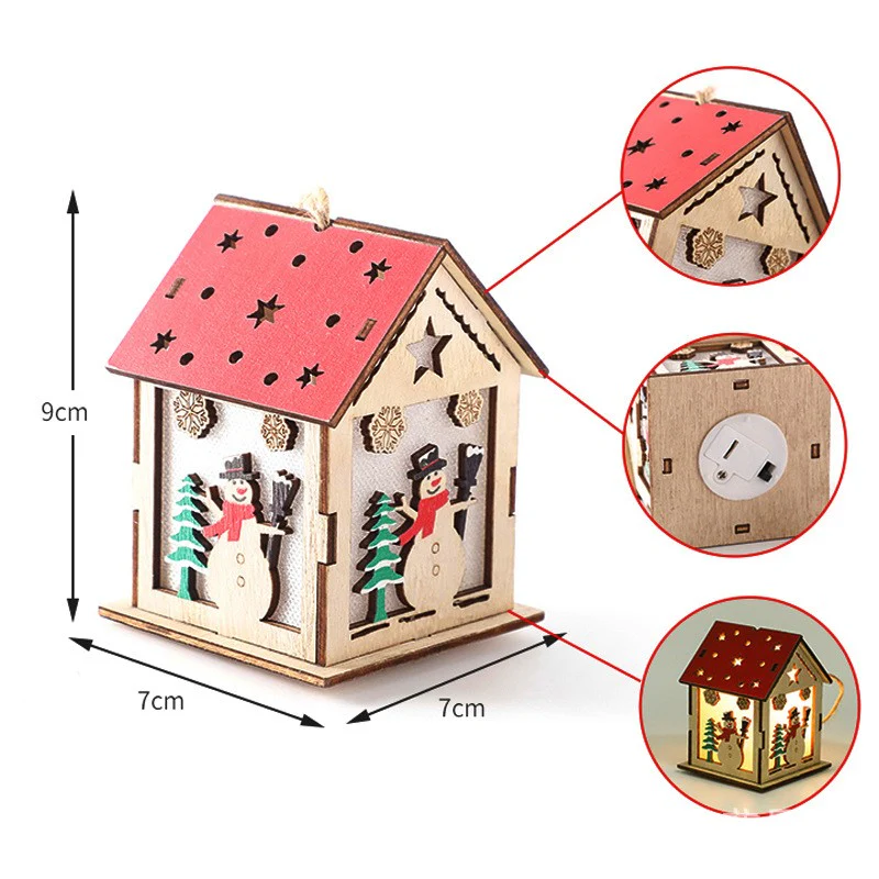 Christmas Tree Luminous Wooden Pendant Festive Decoration - Image 3