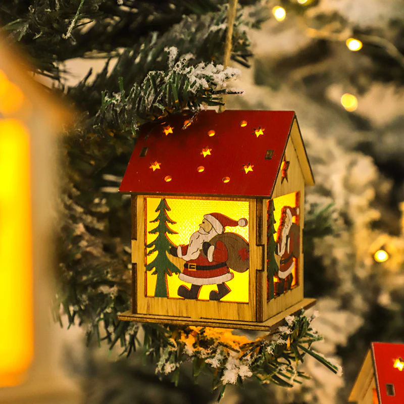 Christmas Tree Luminous Wooden Pendant Festive Decoration - Image 4