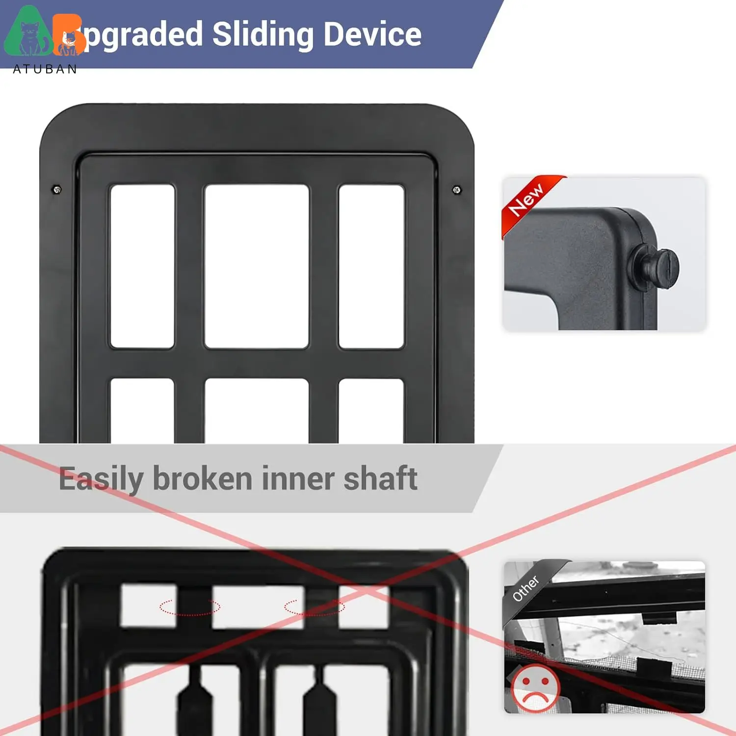 Dog Door for Sliding Door, Lockable Dog Screen Door with Magnetic Closure - Image 2