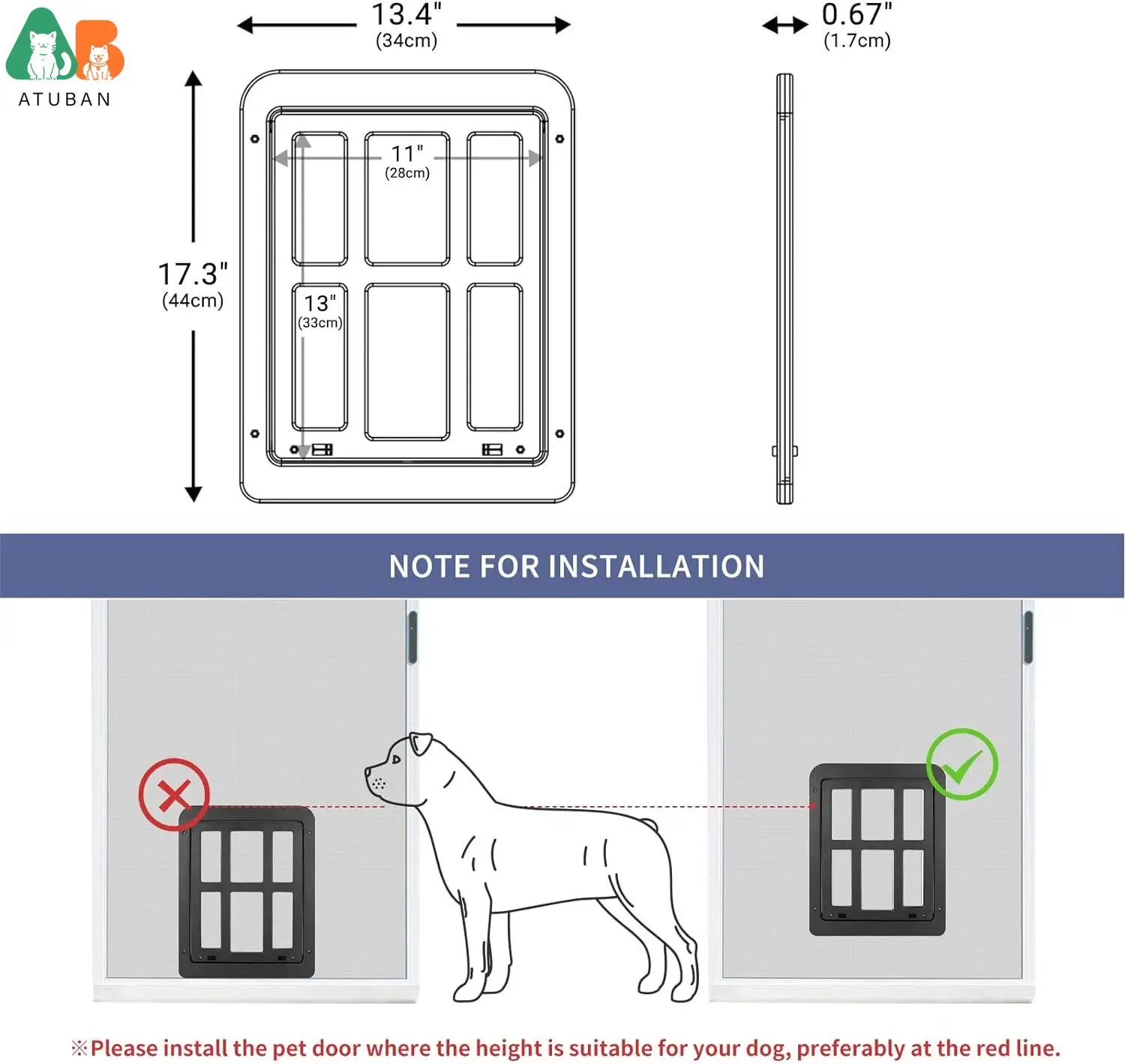 Dog Door for Sliding Door, Lockable Dog Screen Door with Magnetic Closure - Image 4