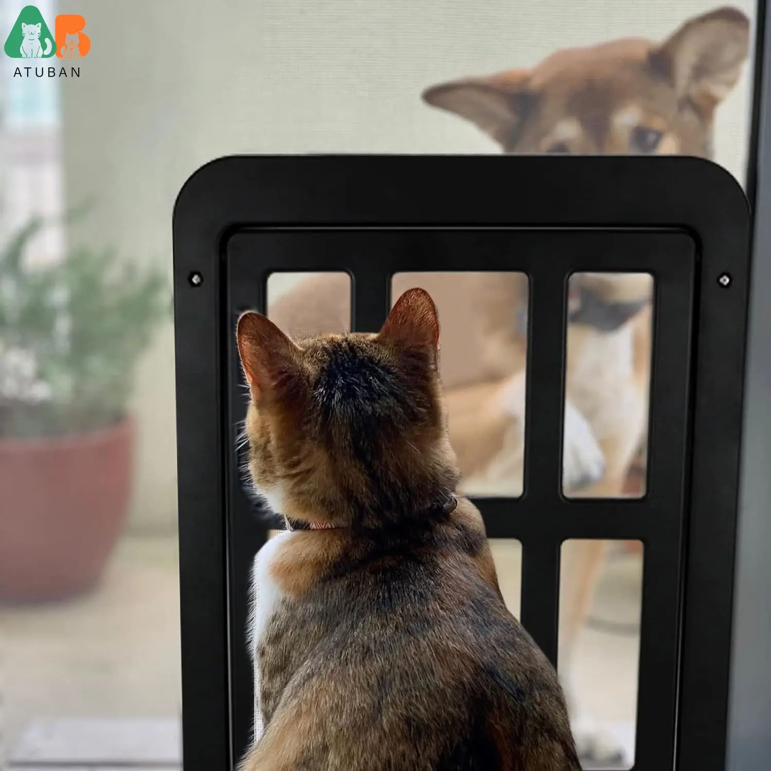Dog Door for Sliding Door, Lockable Dog Screen Door with Magnetic Closure - Image 6