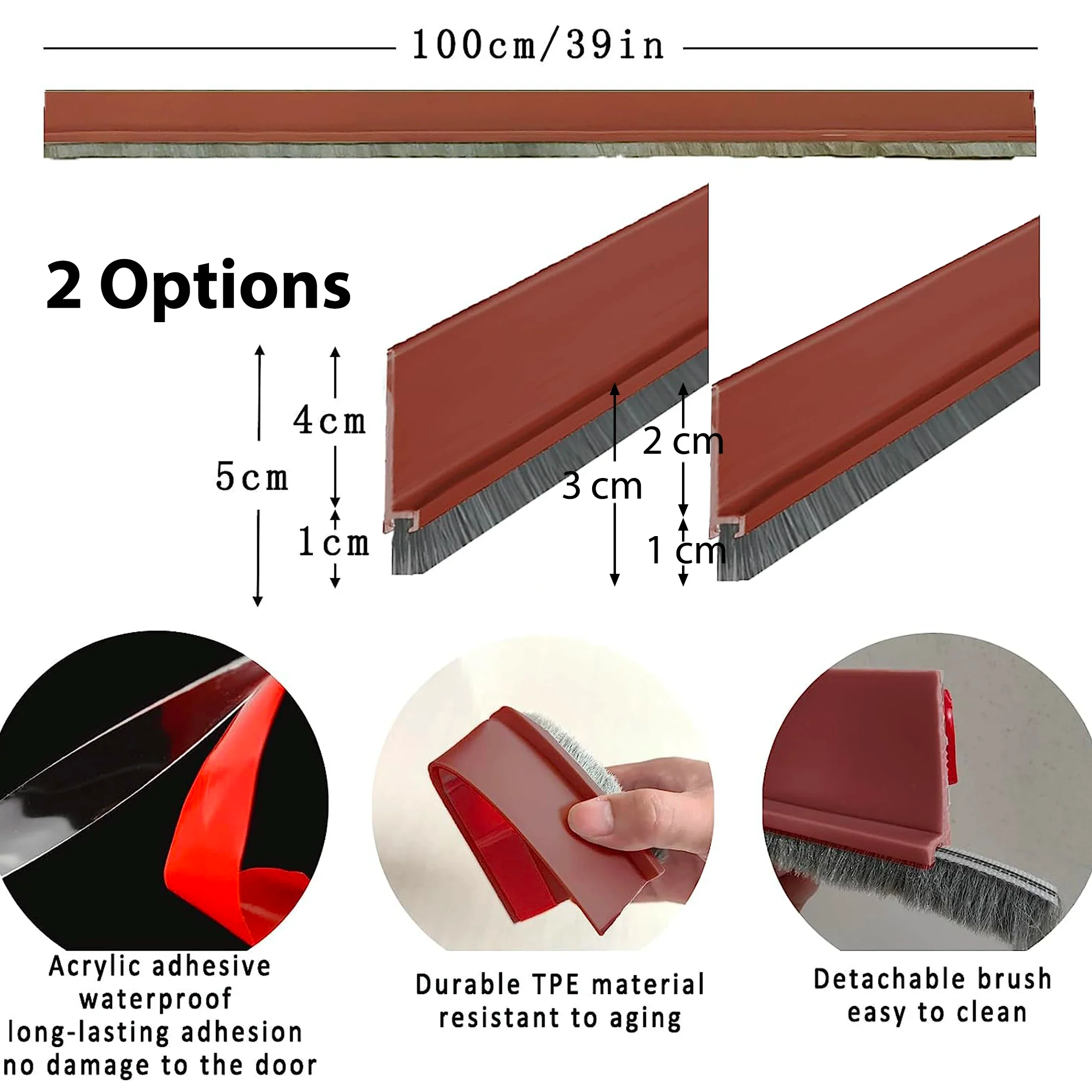 Door Seal Draft Stopper with Brush - Image 2