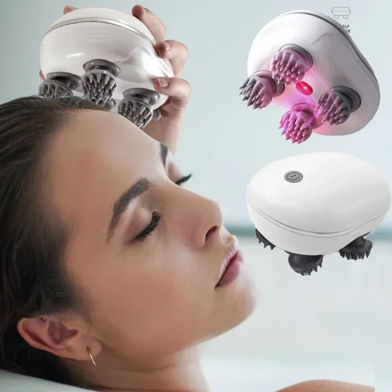 Electric Scalp & Head Massager with Red Light Therapy – Anti-Stress Relaxation Tool - Image 2