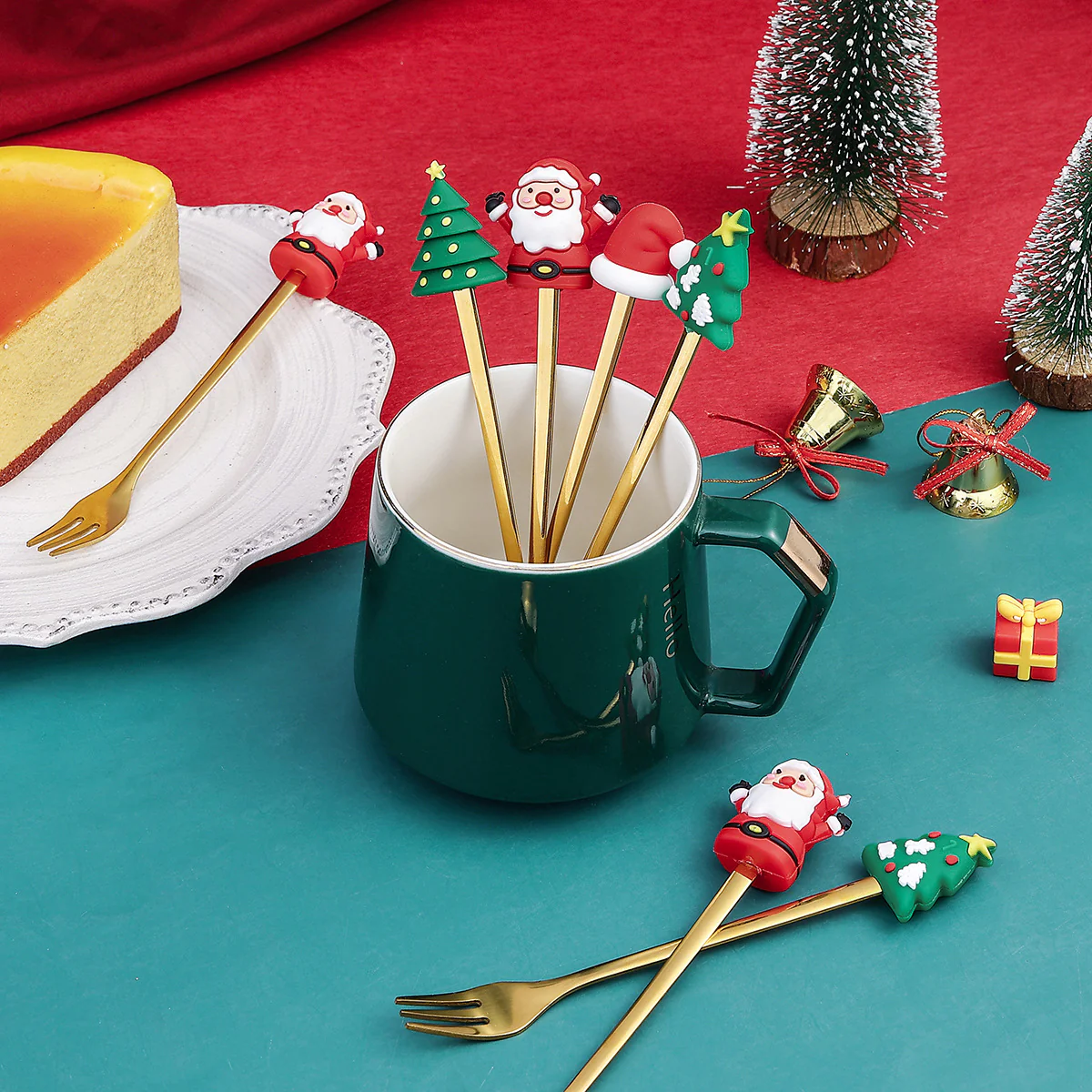 Christmas Holiday Pudding Dessert Spoon/ Fork Cutlery Set - Image 4