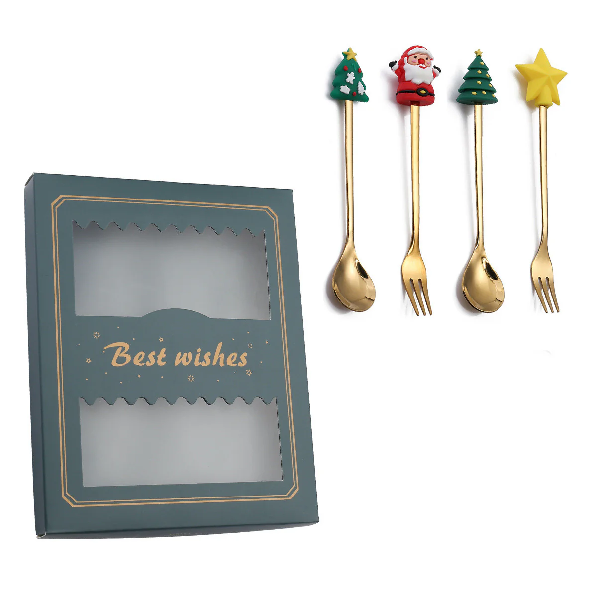Christmas Holiday Pudding Dessert Spoon/ Fork Cutlery Set - Image 6