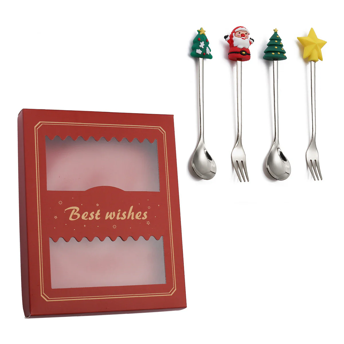 Christmas Holiday Pudding Dessert Spoon/ Fork Cutlery Set - Image 7
