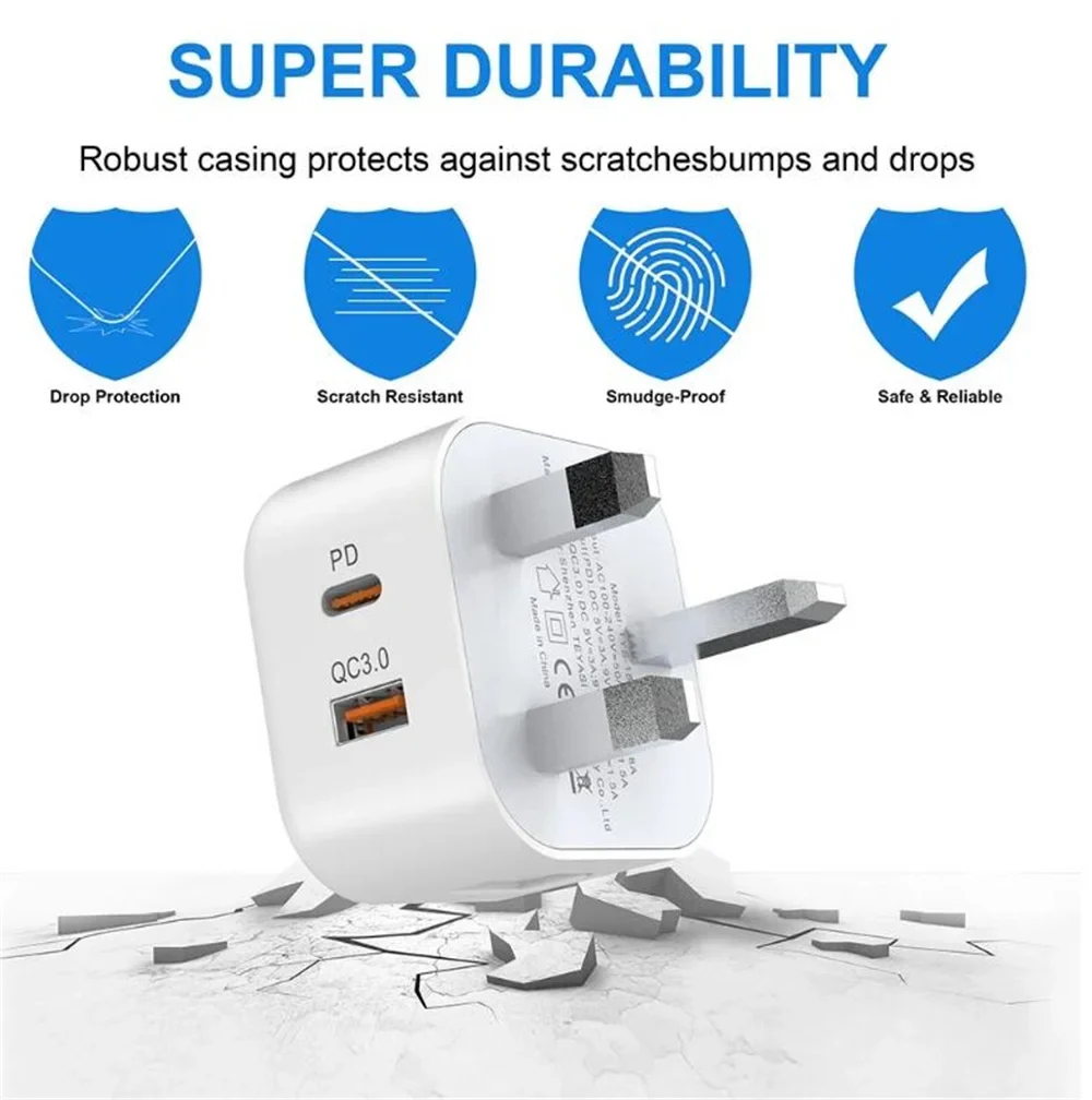 UK/EU/US 20W Adapter with Dual USB Ports - Image 6