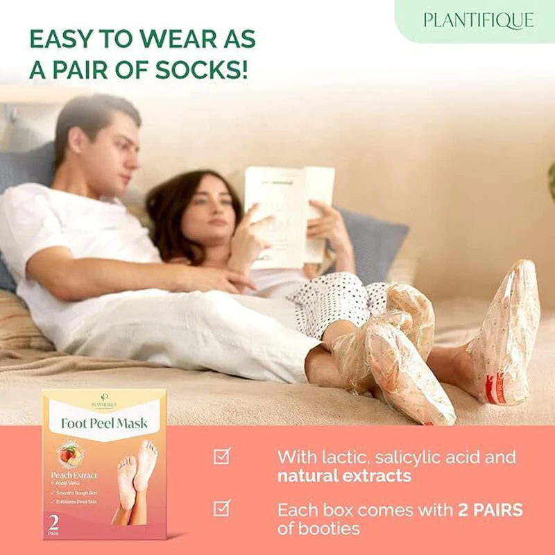 Foot Peel Mask with Peach by Plantifique - 2 Pack Foot Mask Dermatological - Image 5