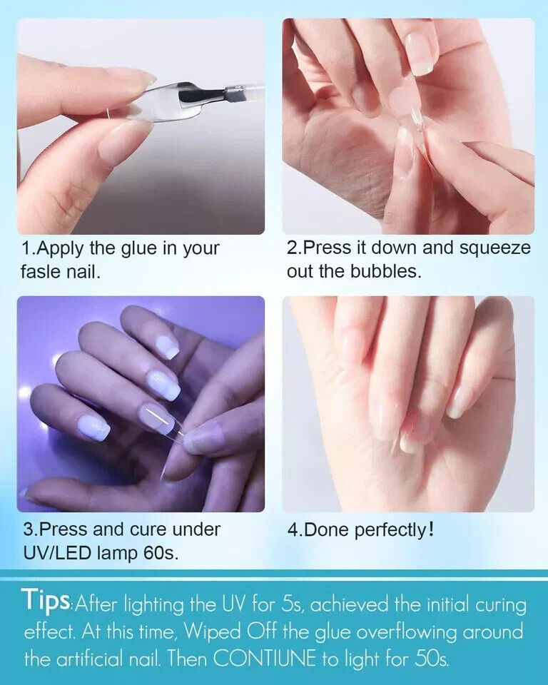 Gelike 3 in 1 Nail Glue Gel for Acrylic Nails Long Lasting, Curing Needed UV For - Image 3