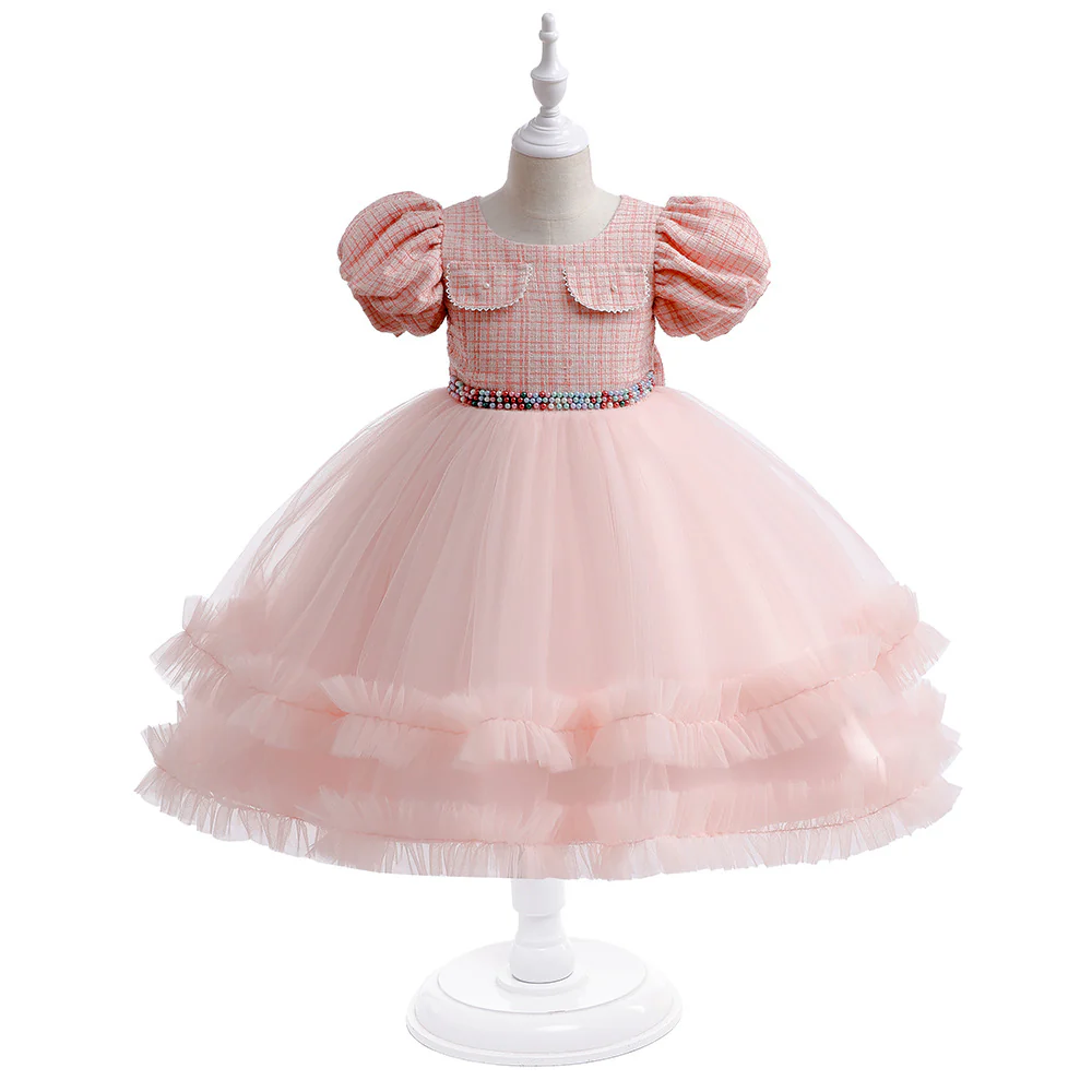 Girls' Fashion Halloween Mesh Stitching Puff Sleeve Dress - Image 6